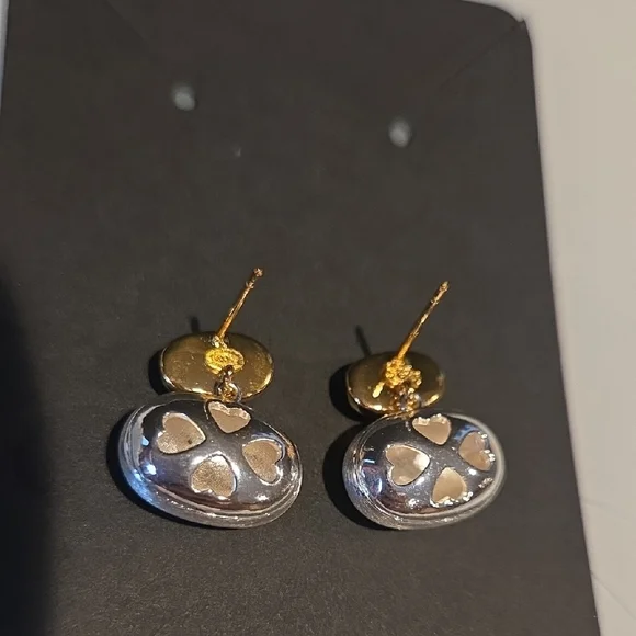 Gold and Silver Logo Earrings - Picture 2 of 3